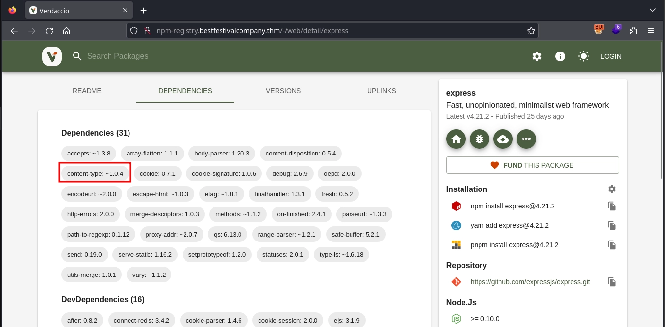 Express Dependencies