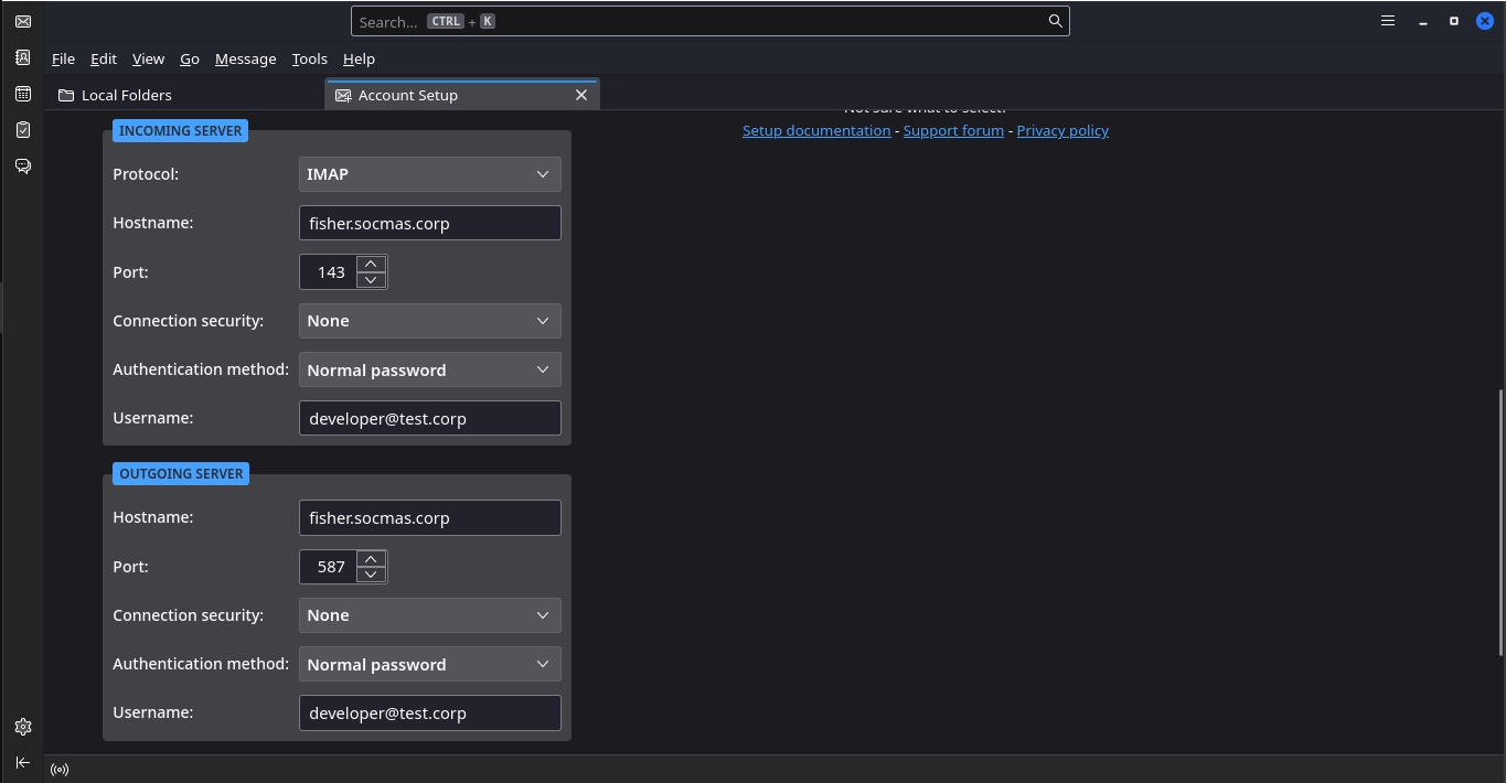Thunderbird Setup