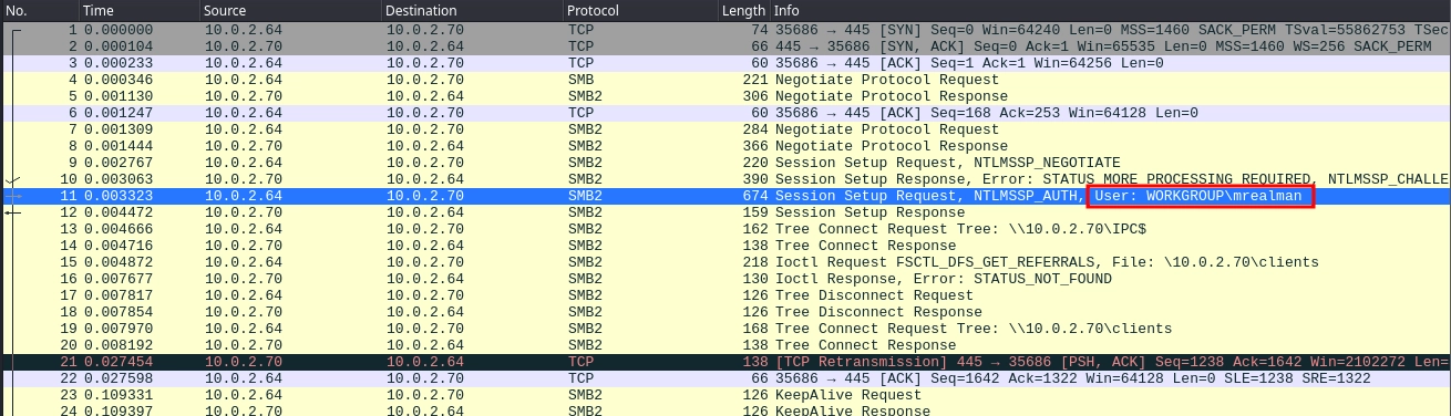 Wireshark SMB First Login