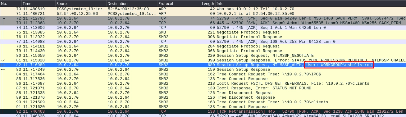 Wireshark SMB Second Login