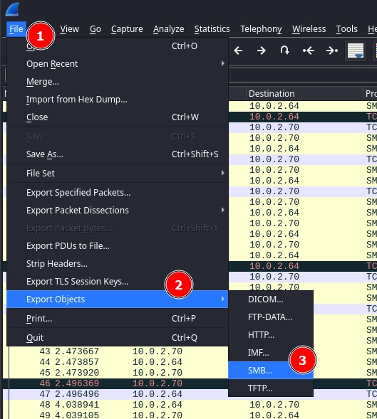 Wireshark Export SMB