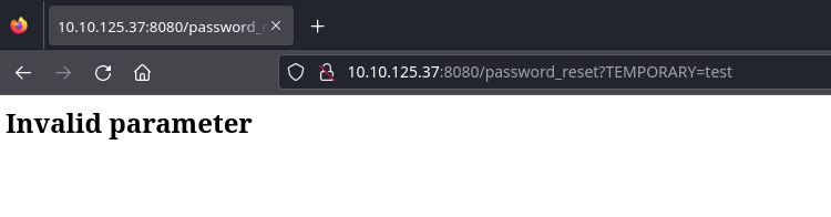 Web Server Forgot Password Invalid Parameter