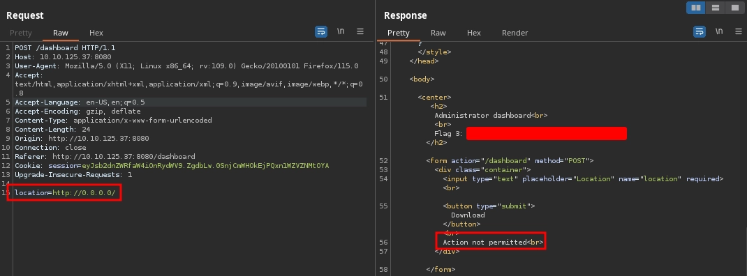 Web Server Dashboard SSRF Payload 0.0.0.0 Fail