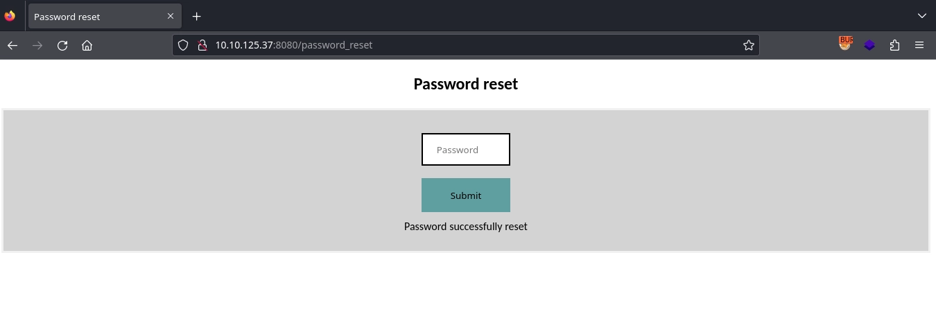 Web Server Successful Password Reset
