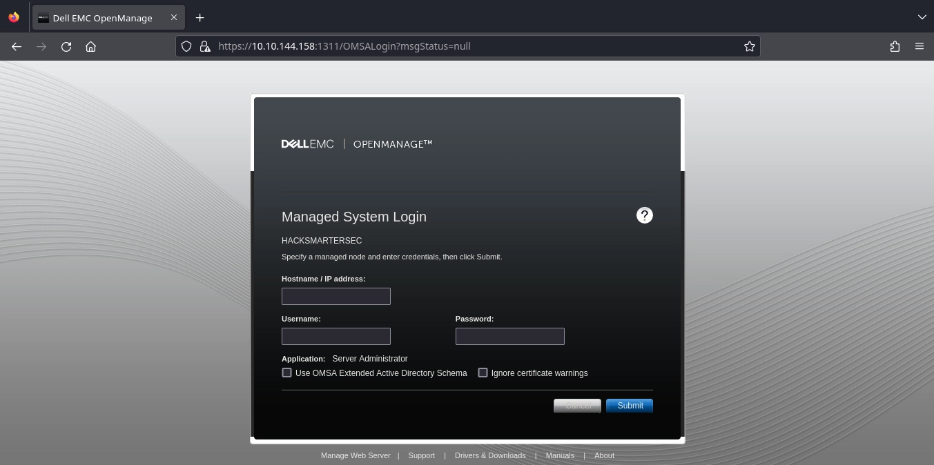 Dell OpenManage Server Administrator Web Page