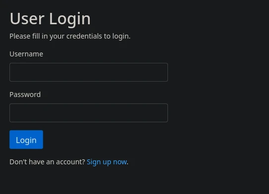 Login page