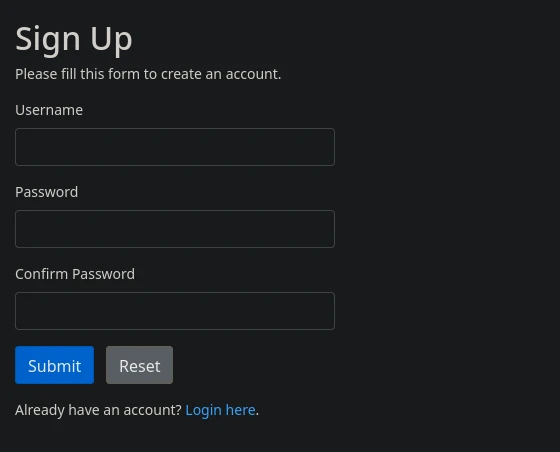 Register page