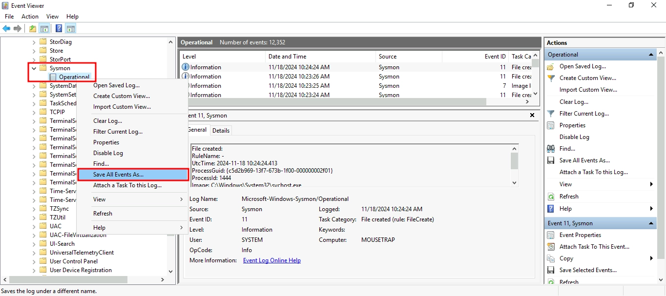 Event Viewer Sysmon