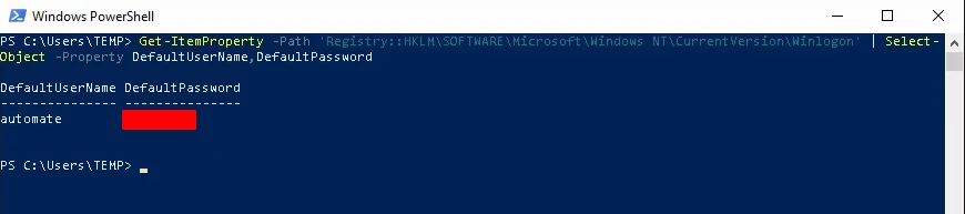 WinLogon Credentials for automate