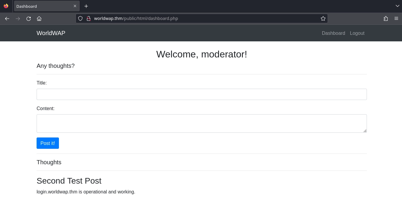 Web Server Worldwap Dashboard