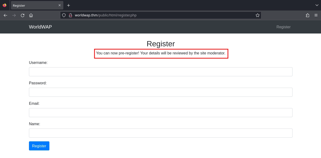 Web Server Worldwap Register