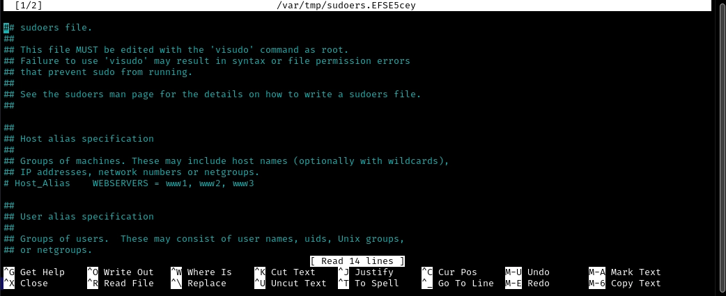 Nano Sudoers File